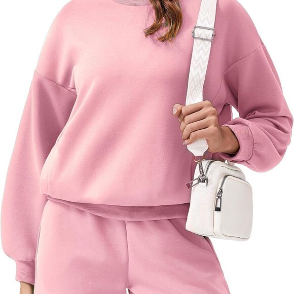 Pink X-Large Women's 2-Piece Sweatsuit Set with 4 Pockets and Breathable Fabric - Picture 1 of 4